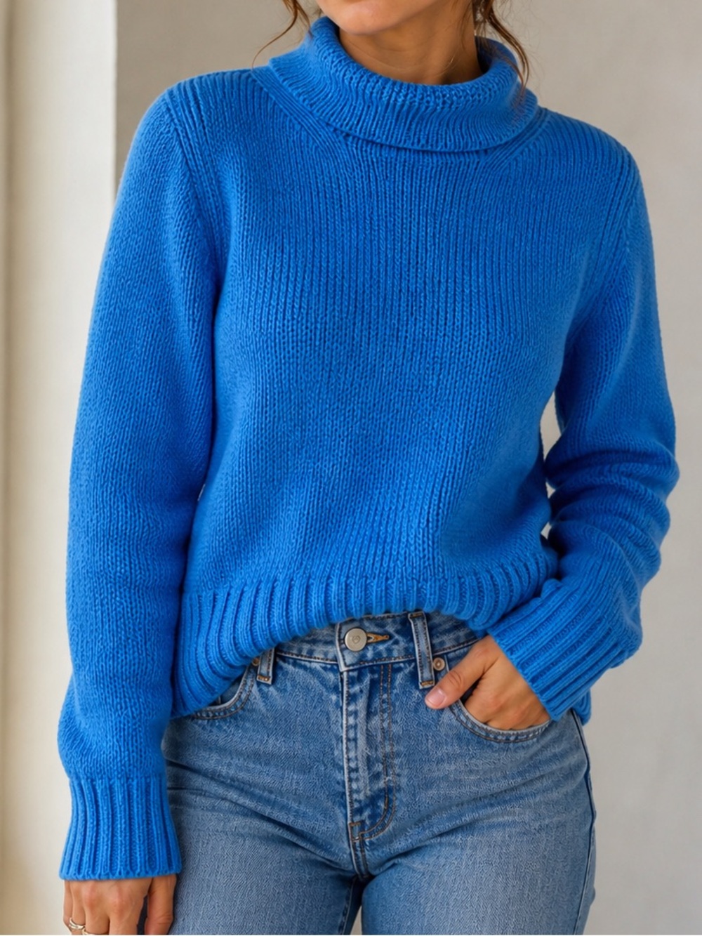 J. Crew Always Cotton Rollneck Sweater Womens XS Blue